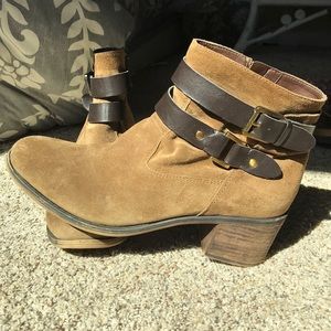 Brown suede booties, size 9.5